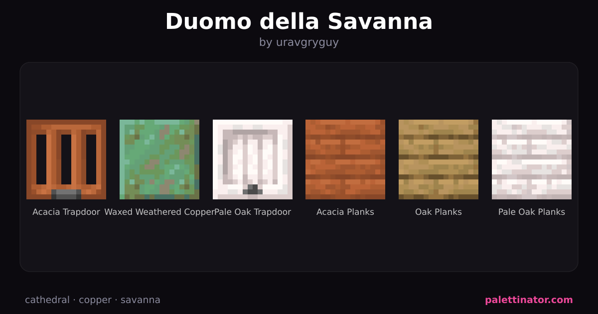 Cathedral Minecraft Block Duomo della Savanna — Minecraft Palette by uravgryguy — Palettinator