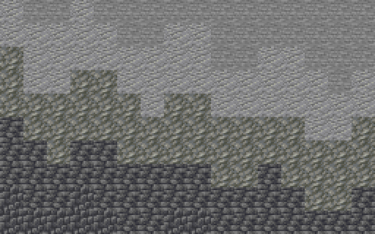 Cliff texture diagram showing a rising irregular boundary, with larger dark patches at the lower left and stone toward the top.