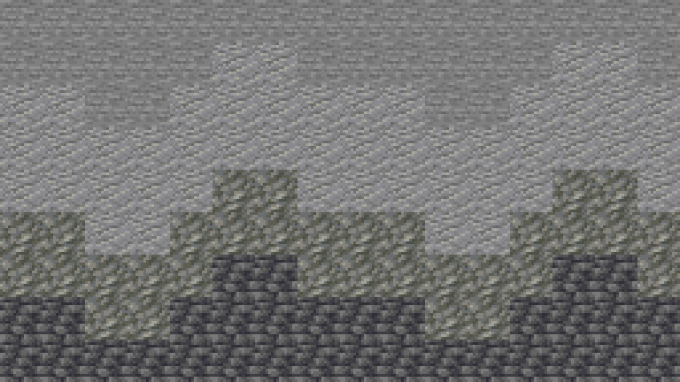 Stone-to-deepslate wall diagram with darker material at the base and uneven transitions through tuff and andesite to stone.