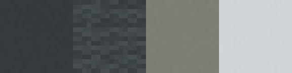Gray roof palette, left to right: gray concrete, gray wool, light gray concrete, and white concrete.